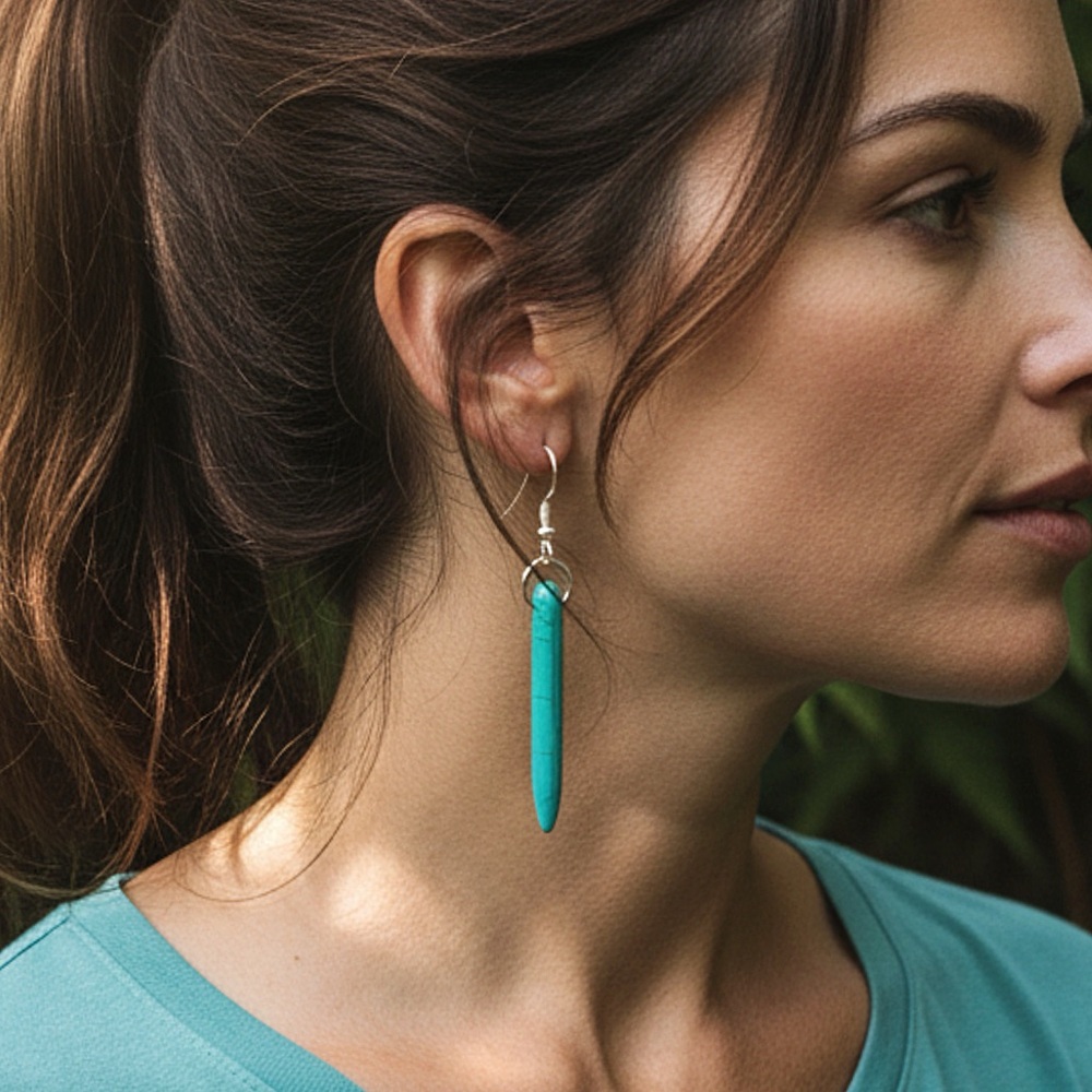 5 For $25💫Santa Fe Boho Turquoise Spike Dangles Earrings